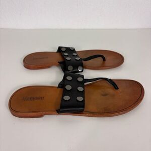 Hammitt Max Black Leather Studded Thong Sandals Size 8